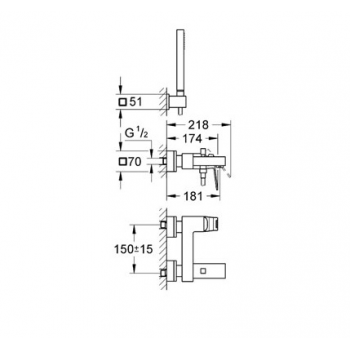 Grohe Eurocube Miscelatore monocomando per vasca-doccia 23141000