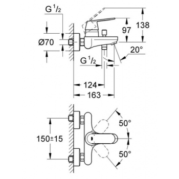 Grohe Miscelatore monocomando Eurosmart Cosmopolitan per vasca-doccia 32831000