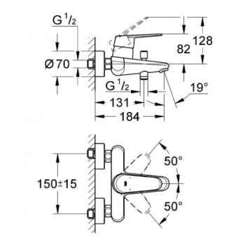 Grohe Miscelatore monocomando Eurodisc Cosmopolitan per vasca-doccia 33390002