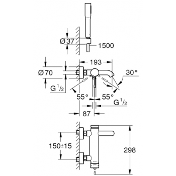 Grohe Miscelatore monocomando Essence per vasca-doccia 33628001