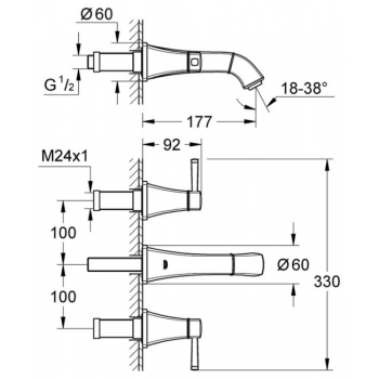 Grohe Batteria a 3 fori per lavabo Grandera 20414000