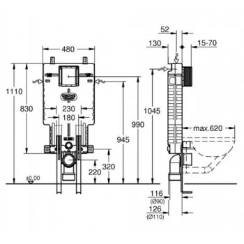 Grohe Modulo per vaso sospeso Uniset 38642001