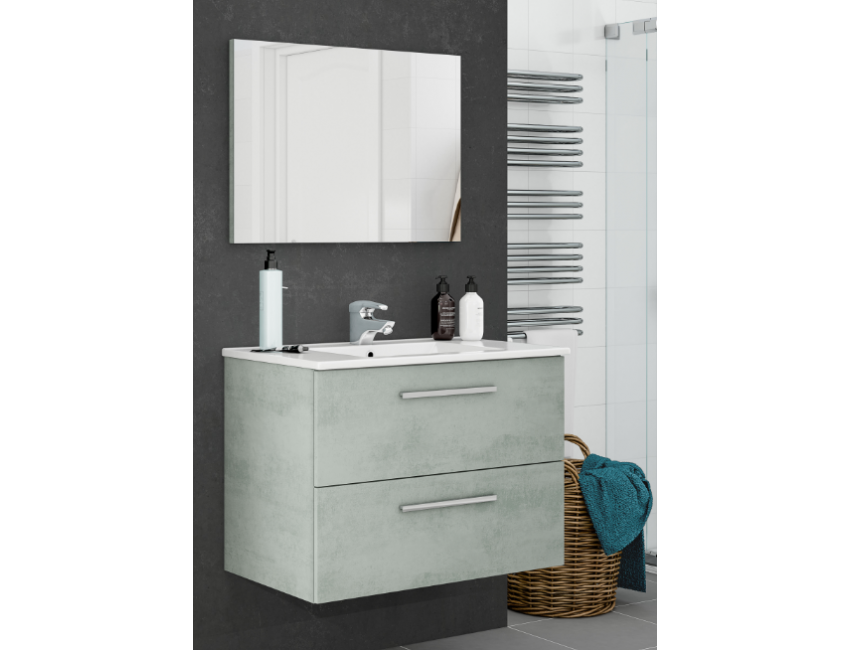 Mobile bagno sospeso Aruba 80 cm Cemento con specchio