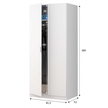 Armadio 180 cm Bianco 2 ante