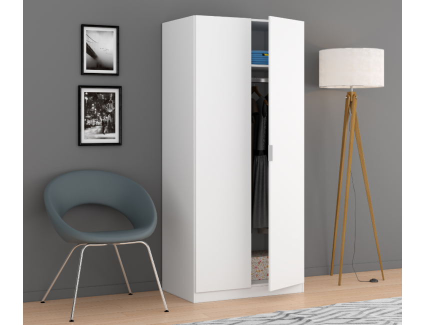 Armadio 180 cm Bianco 2 ante