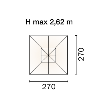 OMBRELLONE QUADRATO 2,70 X 2,70 mt. ESTERNO GIARDINO