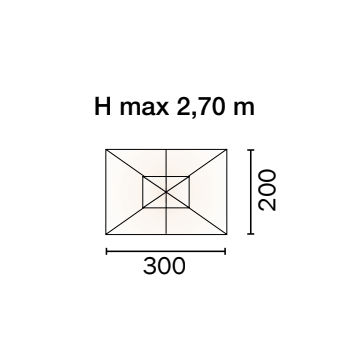 OMBRELLONE RETTANGOLARE 3 x 2 mt. ESTERNO GIARDINO