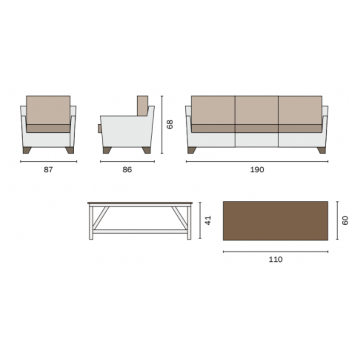 SET JAIPUR SALOTTO ESTERNO GIARDINO POLTRONE DIVANO TAVOLINO CUSCINI COMPLETO