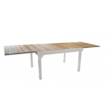 Tavolo Bonifacio allungabile 135x105 cm in alluminio e legno teak