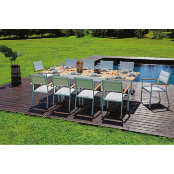 Tavolo Bonifacio allungabile 135x105 cm in alluminio e legno teak