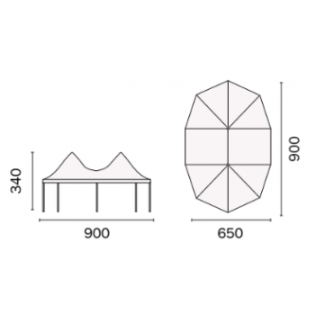 Gazebo rettangolare 9x6,50 m in ferro