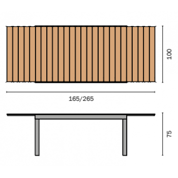 Tisch Bonifacio Ausziehbarer 135x105 cm aus Aluminium und Teakholz