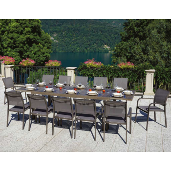 Tavolo Verbier allungabile 150x90 cm in alluminio effetto legno scuro o chiaro