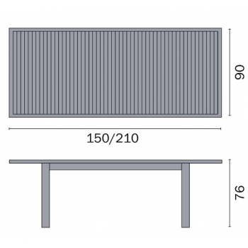Tavolo Verbier allungabile 150x90 cm in alluminio effetto legno scuro o chiaro
