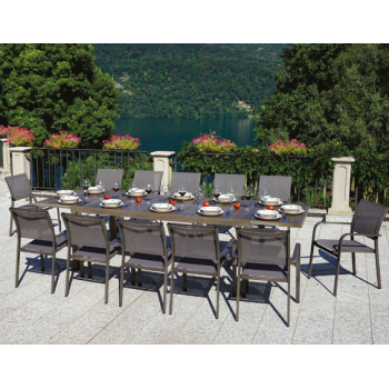 Tisch Verbier ausziehbar 150x90 cm aus dunklem oder hellem Holzdekor Aluminium