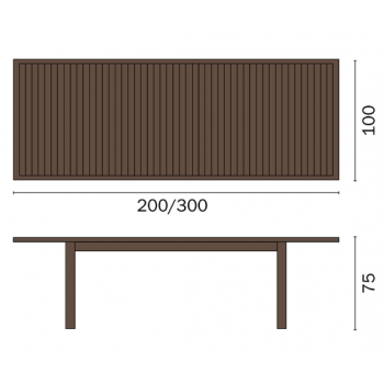 Tisch Verbier ausziehbar 150x90 cm aus dunklem oder hellem Holzdekor Aluminium