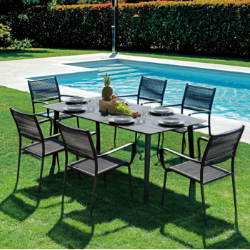 Tavolo Capalbio 180x90 cm in alluminio antracite