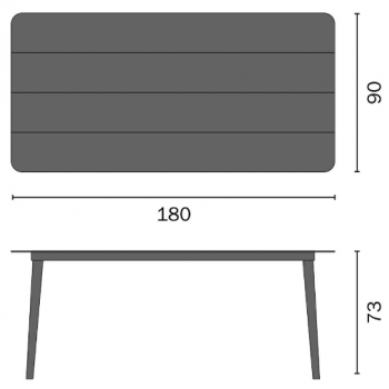 Tavolo Capalbio 180x90 cm in alluminio antracite
