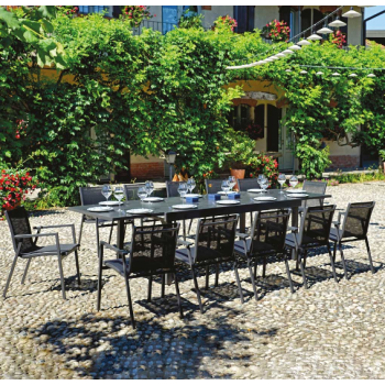 Tisch Fucecchio 200x100 cm aus anthrazitfarbenem Aluminium mit Platte aus Zementharz