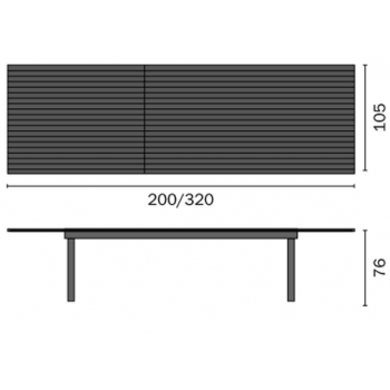 Tisch Fucecchio 200x100 cm aus anthrazitfarbenem Aluminium mit Platte aus Zementharz