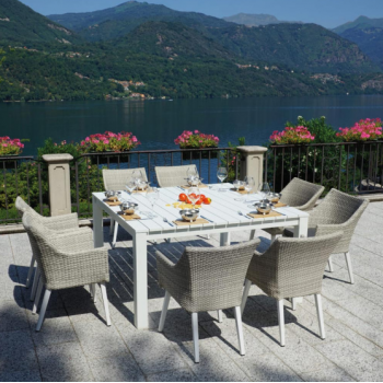 Tavolo Loreto 145x145 cm in alluminio bianco