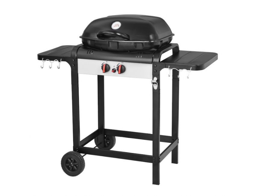 BARBECUE A GAS MOBILETTO CON RUOTE FORNO TERMOMETRO 4 BRUCIATORI PIEZO RACCOGLITORE OLIO 4F DELUXE