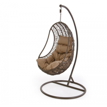 Poltrona pensile in polyrattan con cuscino
