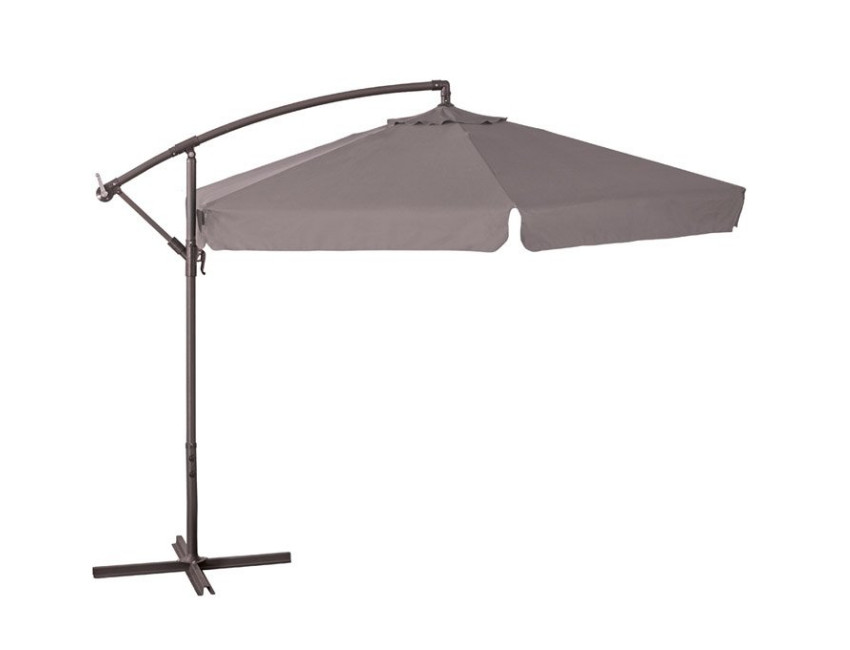 Ombrellone rotondo Ø 3 m Tortora con palo laterale in metallo