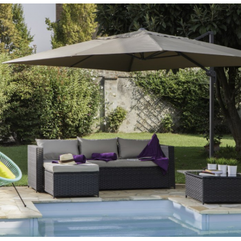 Ombrellone Deluxe 4x3 m tortora con palo laterale in alluminio