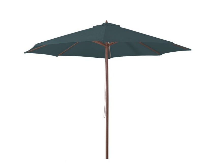 Ombrellone rotondo Ø 3 m verde scuro in legno