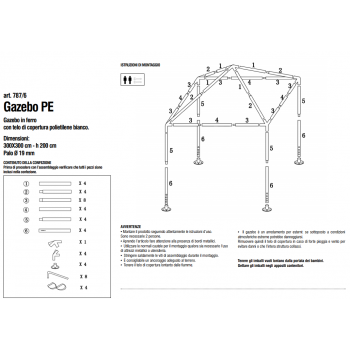 Gazebo PE 3x2 m in metallo