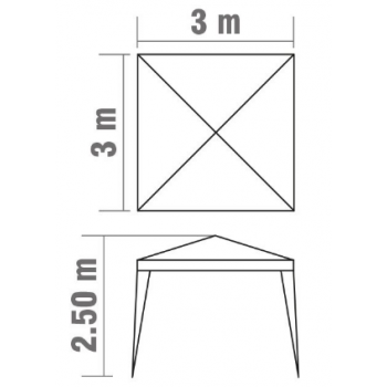 Gazebo PE 3x3 m bianco in metallo