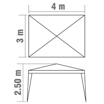 Gazebo PE 4x3 m bianco in metallo