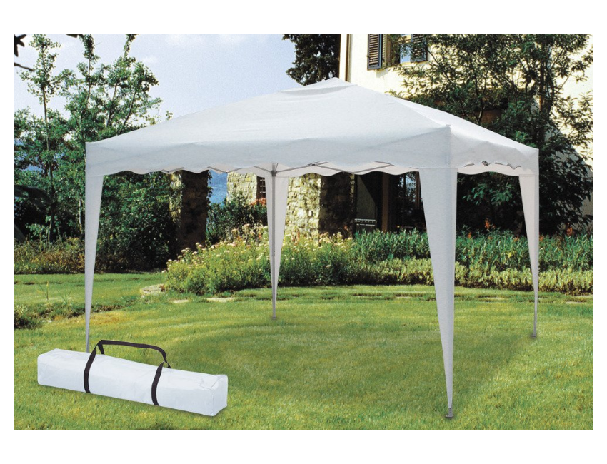 Gazebo pieghevole 3x3 m Bianco in metallo