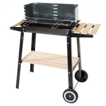 Barbecue a carbonella in acciaio con ripiano e ruote