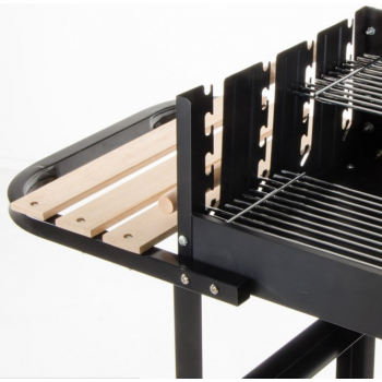 Barbecue a carbonella in acciaio con carrello e ripiano laterale