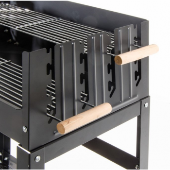 Barbecue a carbonella in acciaio con carrello e ripiano laterale