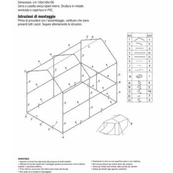 Serra a casetta senza ripiani in metallo