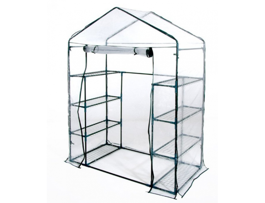 Serra a casetta 8 ripiani in metallo con telo PVC