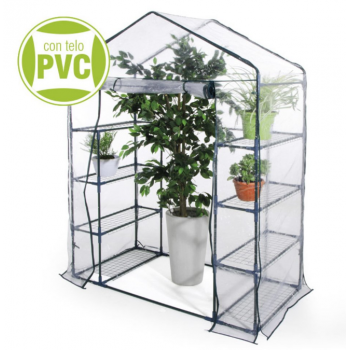 Serra a casetta 8 ripiani in metallo con telo PVC