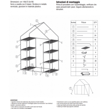 Serra a casetta 8 ripiani in metallo con telo PE