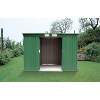 Box casetta in metallo verde con tetto ad una falda