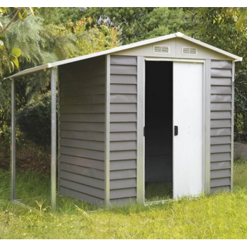 Box casetta Cottage in lamiera grigio con tettoia