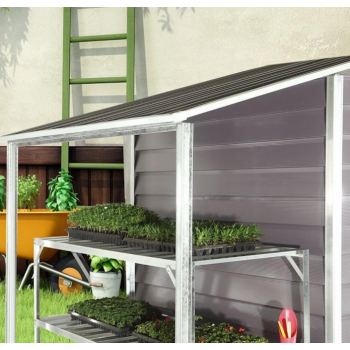 Box casetta Cottage in lamiera grigio con tettoia