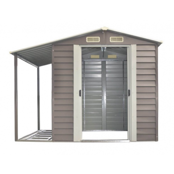 Box casetta Cottage in lamiera grigio con tettoia