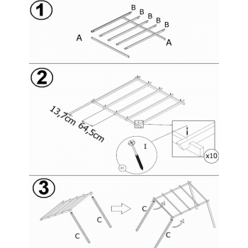 Gazebo pergola 3x3 m in legno impregnato senza copertura