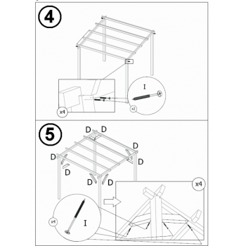 Gazebo pergola 3x3 m in legno impregnato senza copertura
