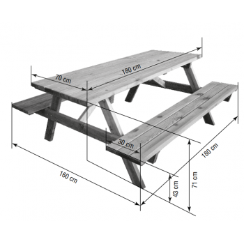 Tavolo Pic Nic con panche in legno impregnato