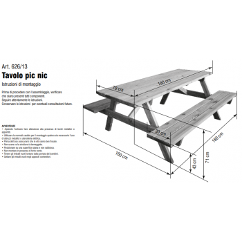 Tavolo Pic Nic con panche in legno impregnato