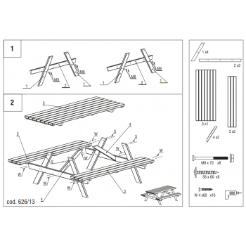Tavolo Pic Nic con panche in legno impregnato